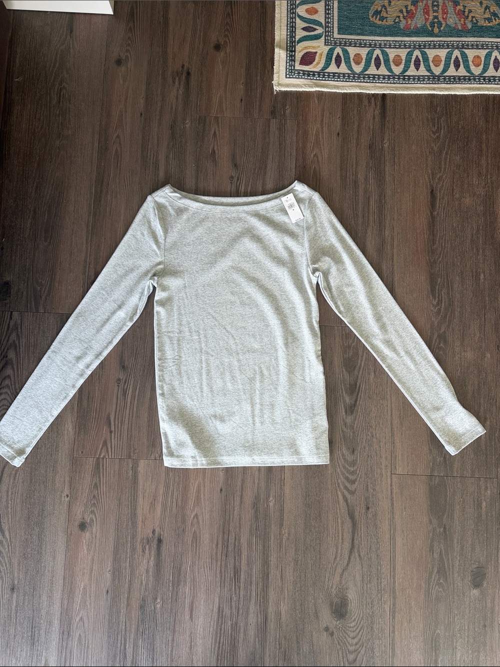 GAP Light Gray Off-the-Shoulder Long Sleeve Sweater